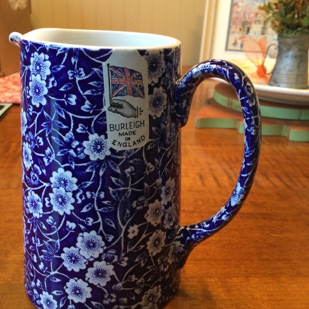 Burleigh BLUE CALICO LARGE TANKARD PITCHER NWT